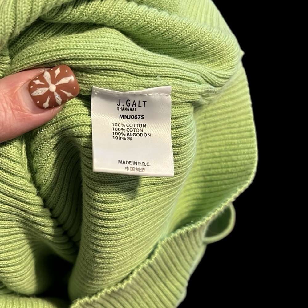 J. Galt green sleeveless ribbed sweater tank top. - Picture 4 of 4